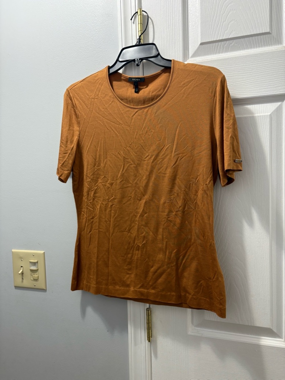 Escada Brown Silk T-Shirt Size 40/ US 10- Small pulls on back